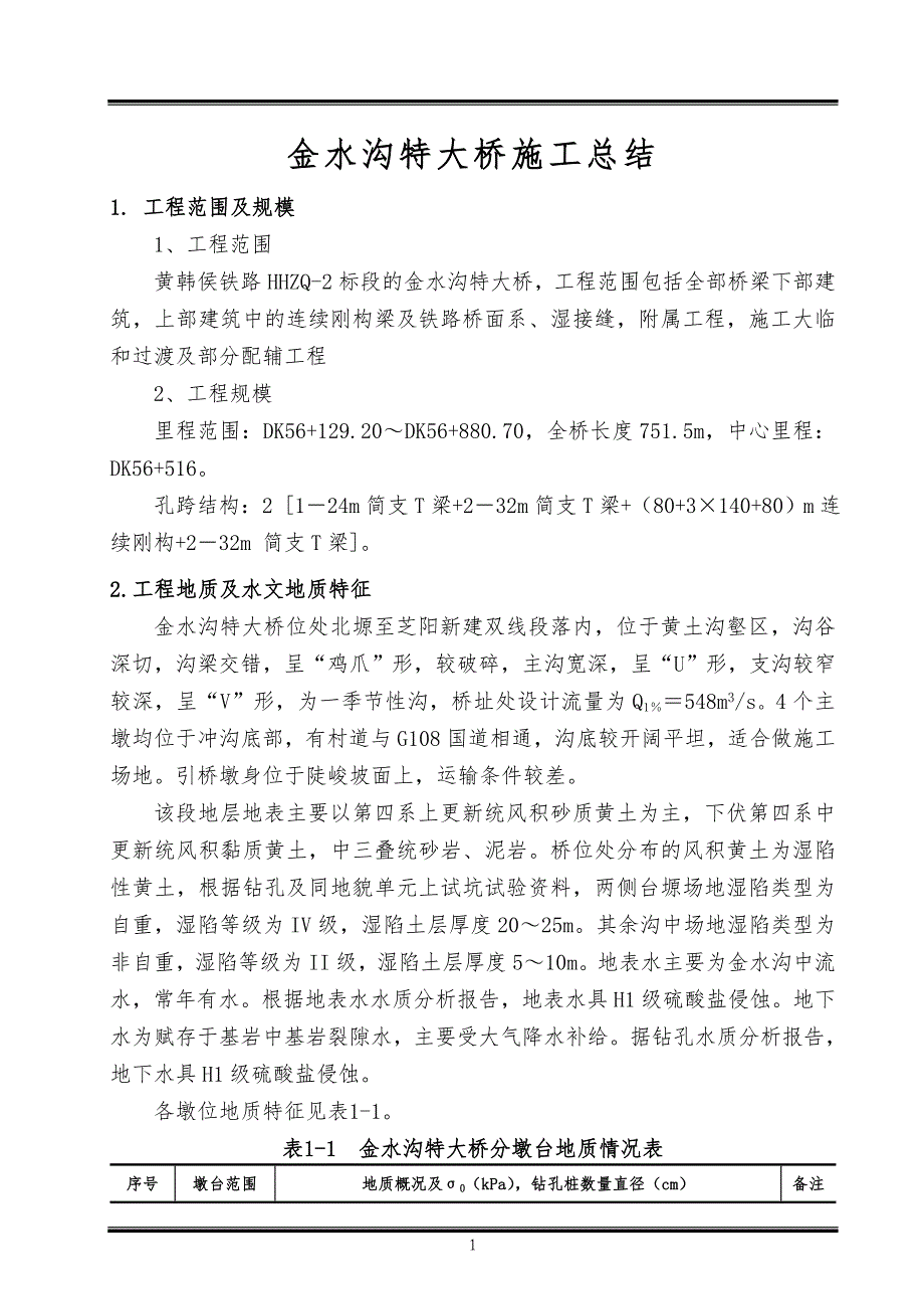 金水沟特大桥施工总结_第1页