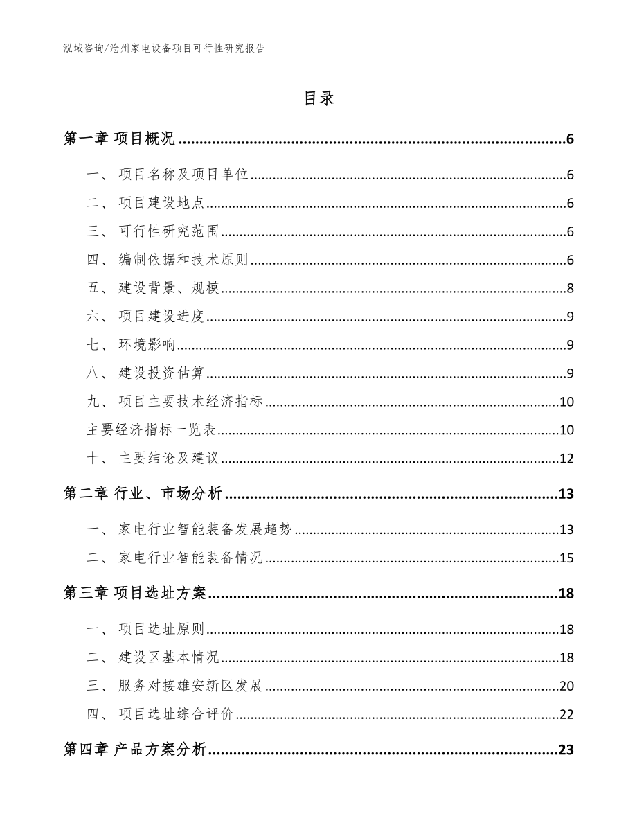 沧州家电设备项目可行性研究报告（模板范本）_第1页