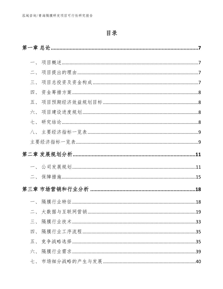 青海隔膜研发项目可行性研究报告（范文模板）_第1页