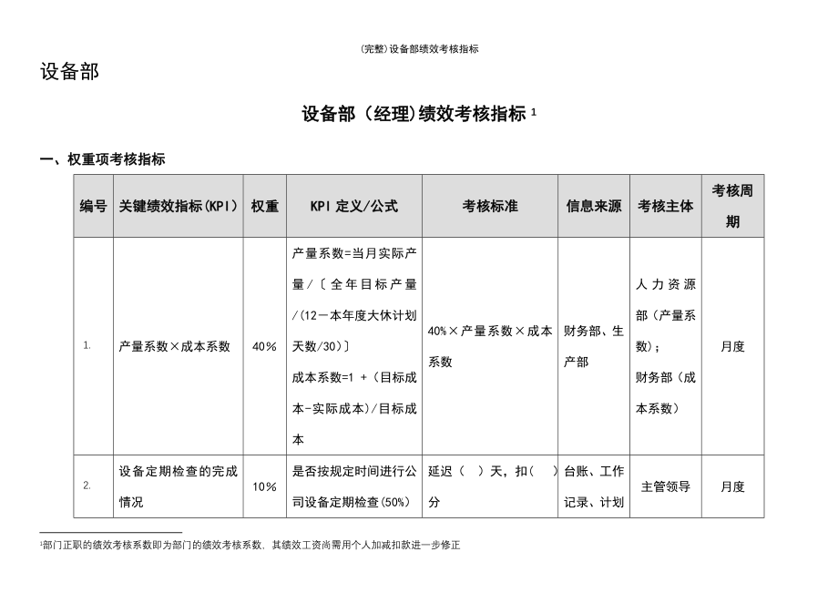 (最新整理)设备部绩效考核指标_第2页