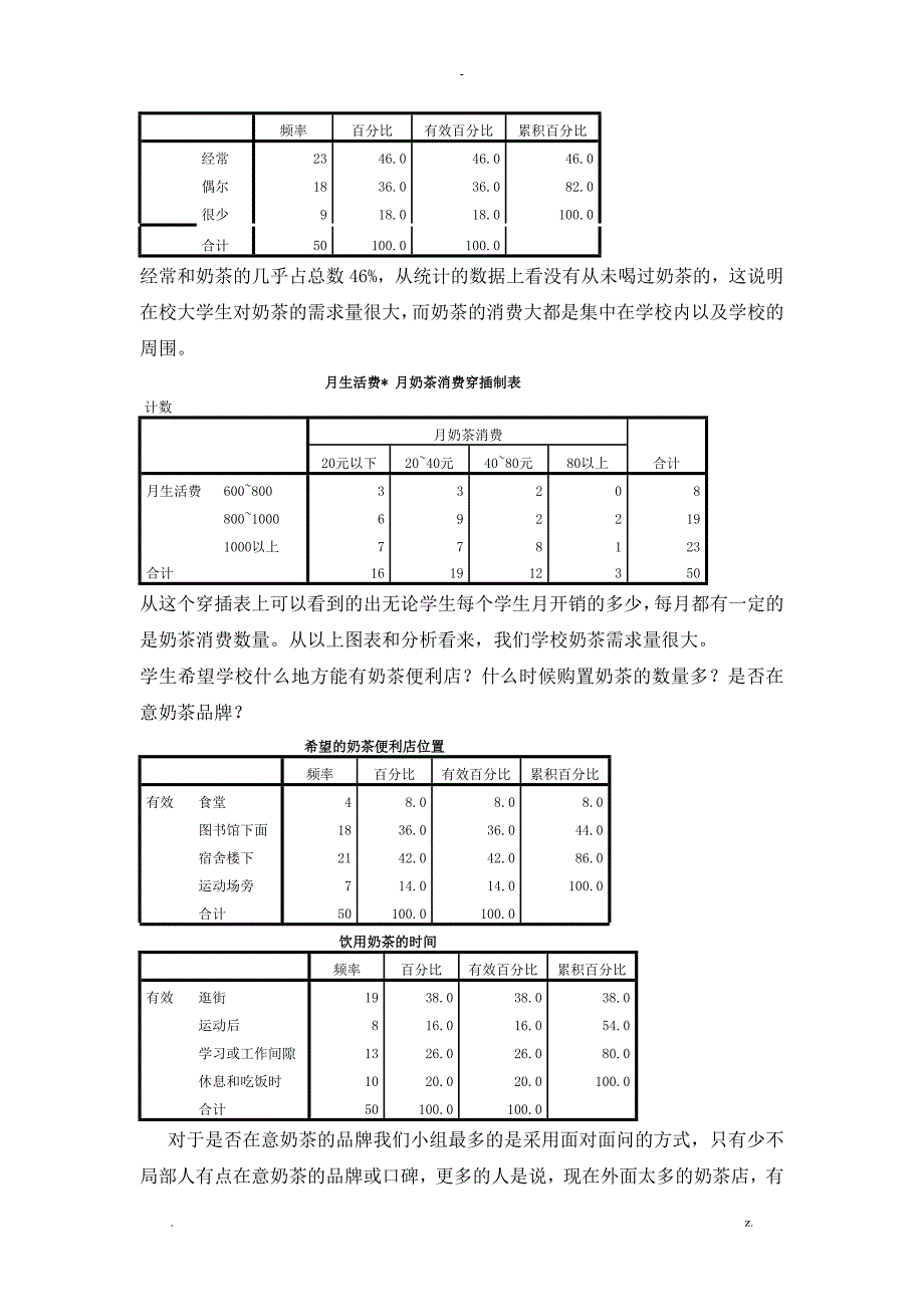 大学生奶茶店消费调查分析表_第3页