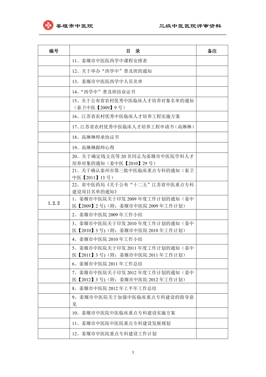 姜堰市中医院三级中医医院评审资料_第3页