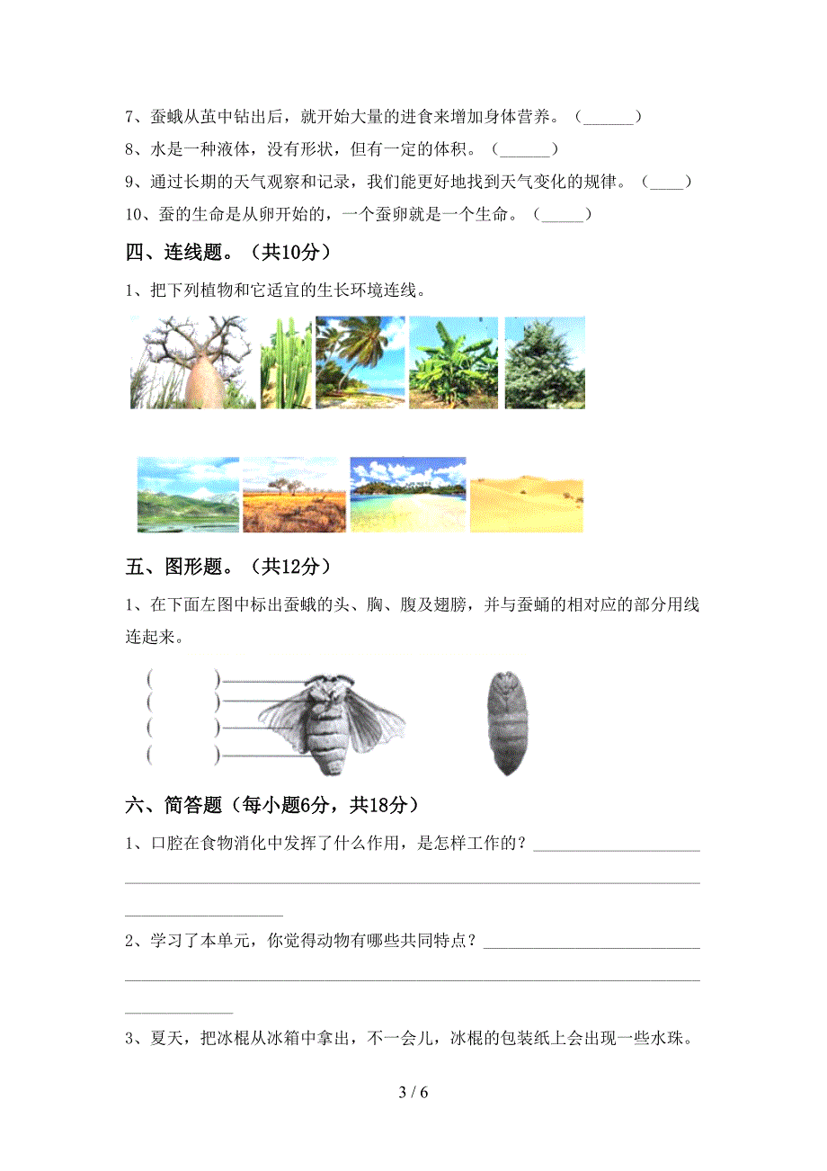 新人教版三年级科学上册期中试卷及答案【精编】.doc_第3页