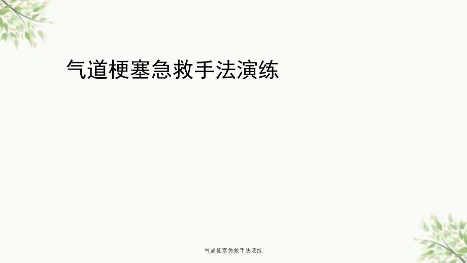 气道梗塞急救手法演练课件_第1页