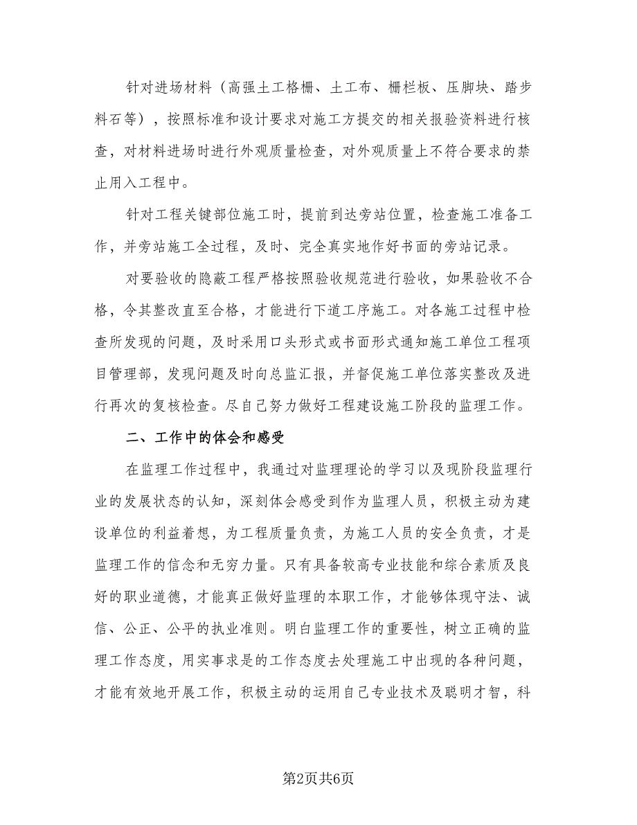 2023年监理个人工作总结标准模板（二篇）_第2页