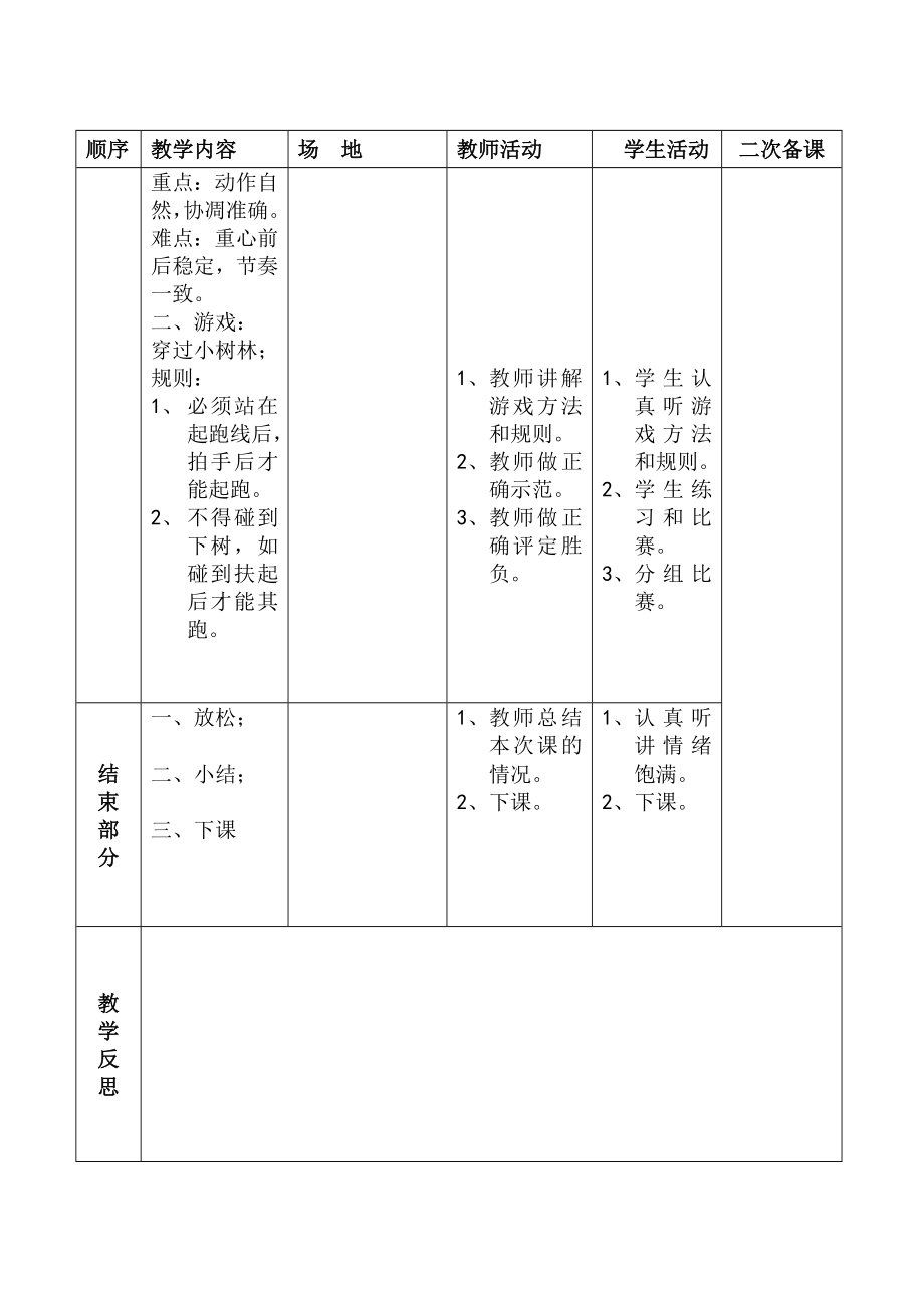 小学四年级上册体育教案表格式.doc_第4页