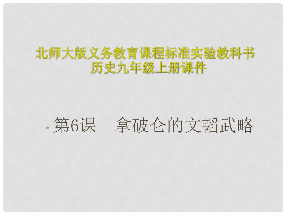 江苏省连云港东海县平明镇中学九年级历史上册 第6课 拿破仑的文韬武略课件 北师大版_第1页