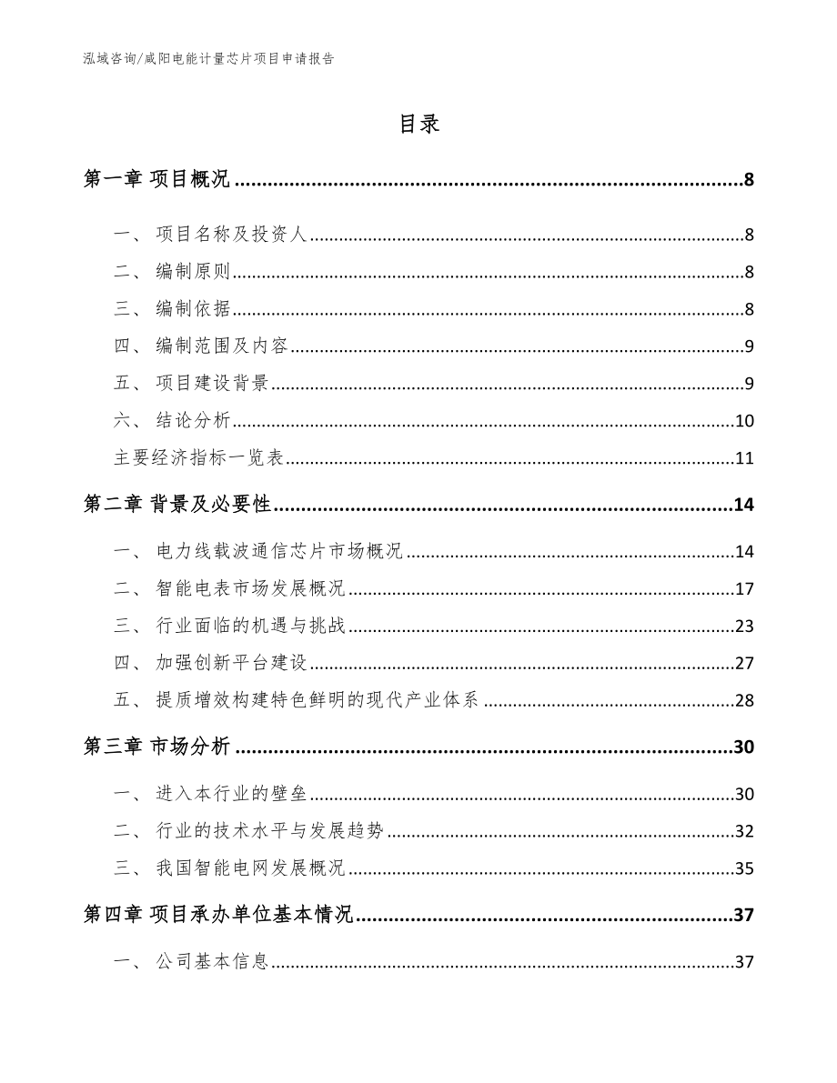 咸阳电能计量芯片项目申请报告_第1页