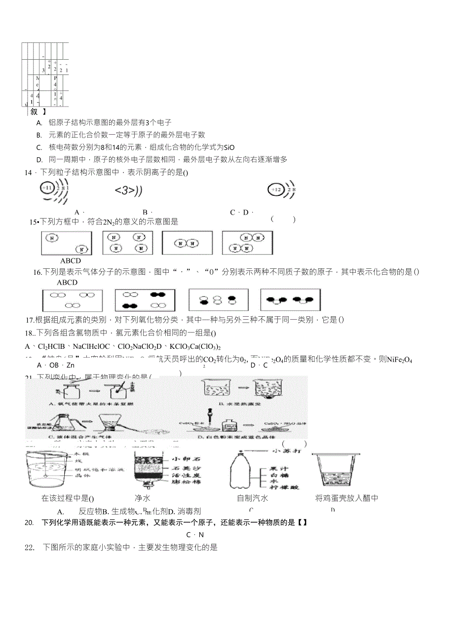 初中化学各知识点选择题150选择题_第3页