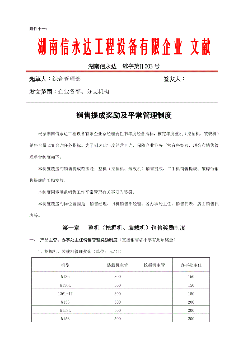 销售提成奖励及日常管理制度_第1页