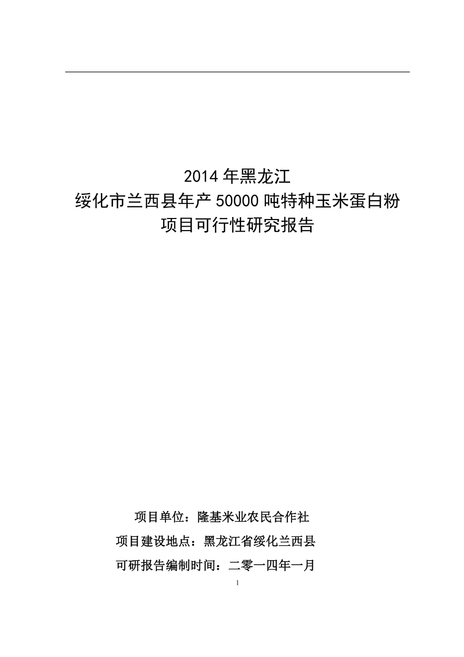 山东某特种玉米粉加工项目可行性研究报告_第1页