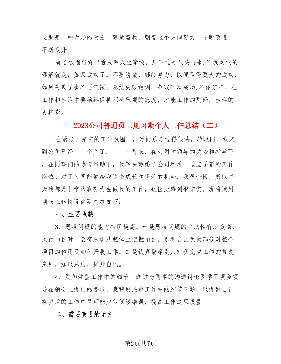 2023公司普通员工见习期个人工作总结.doc_第2页