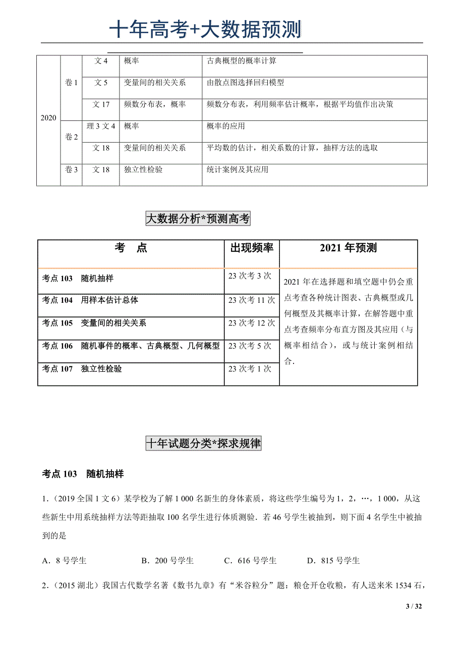 专题31概率和统计【文】（原卷版）.docx_第3页