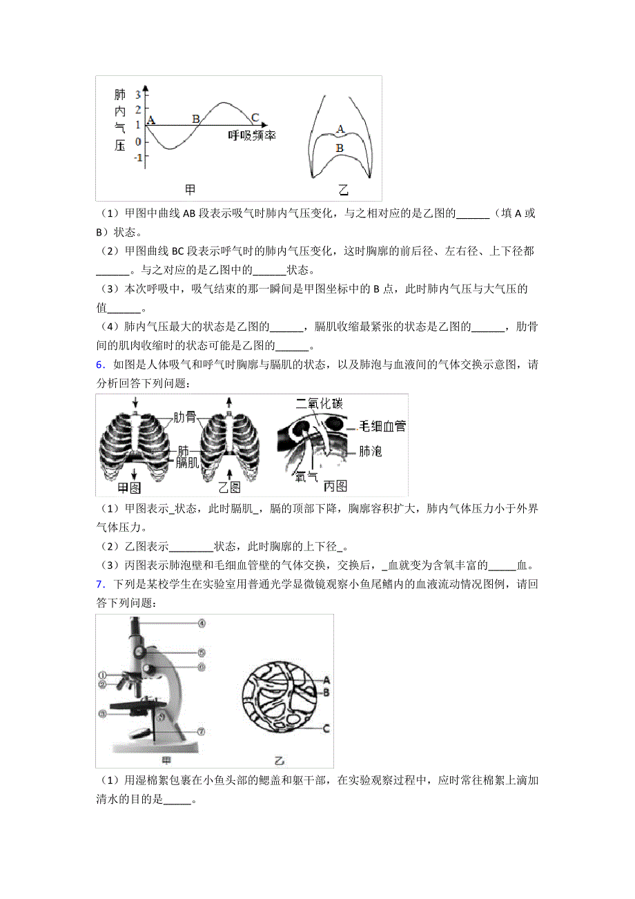 人教版中学七年级下册生物期末解答实验探究大题学业水平卷(附答案)35969_第3页