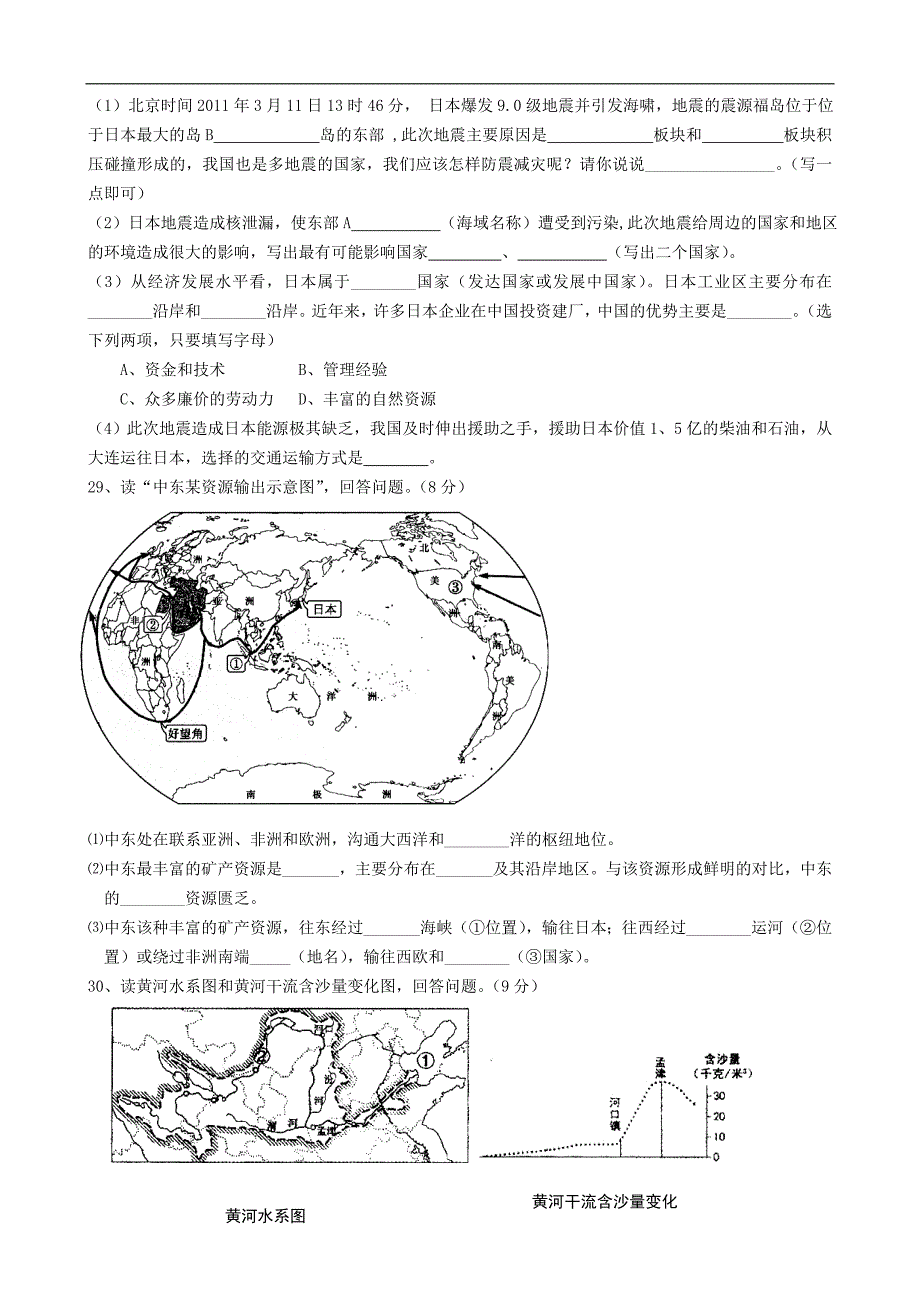 山东省初中地理学业考试模拟试题(一)_第5页