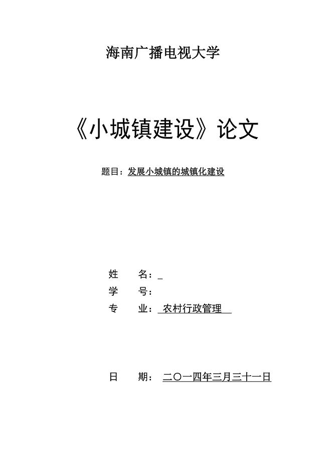 小城镇的城镇化建设_毕业论文.doc