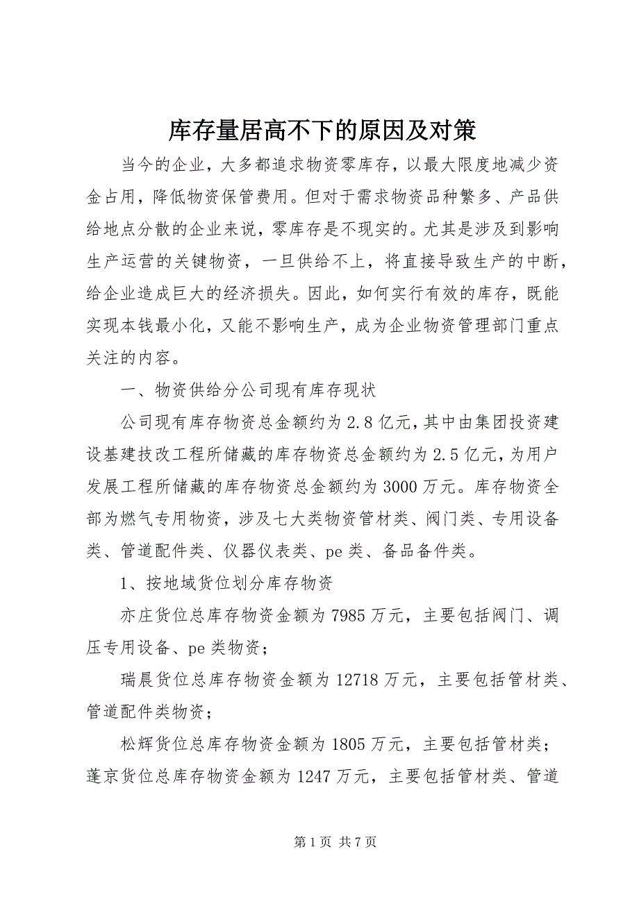 2023年库存量居高不下的原因及对策.docx_第1页