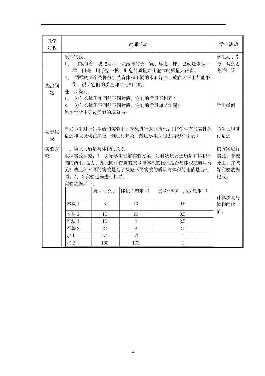 《密度》教学设计_中学教育-中学学案_第4页