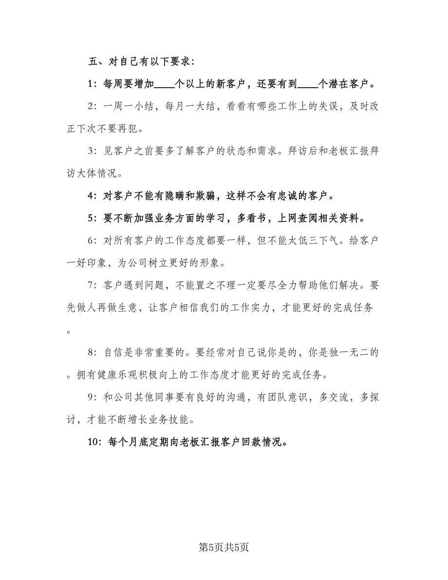 销售人员个人工作计划标准样本（2篇）.doc_第5页