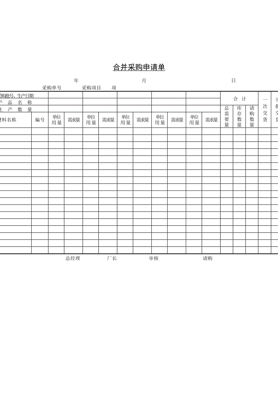 货物合并采购申请单_第1页