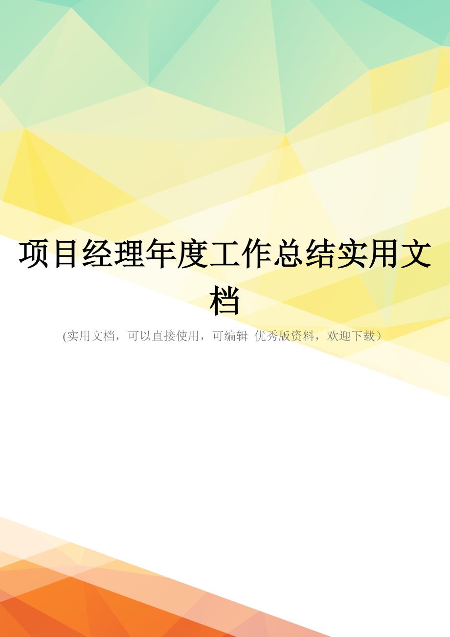 项目经理年度工作总结实用文档_第1页