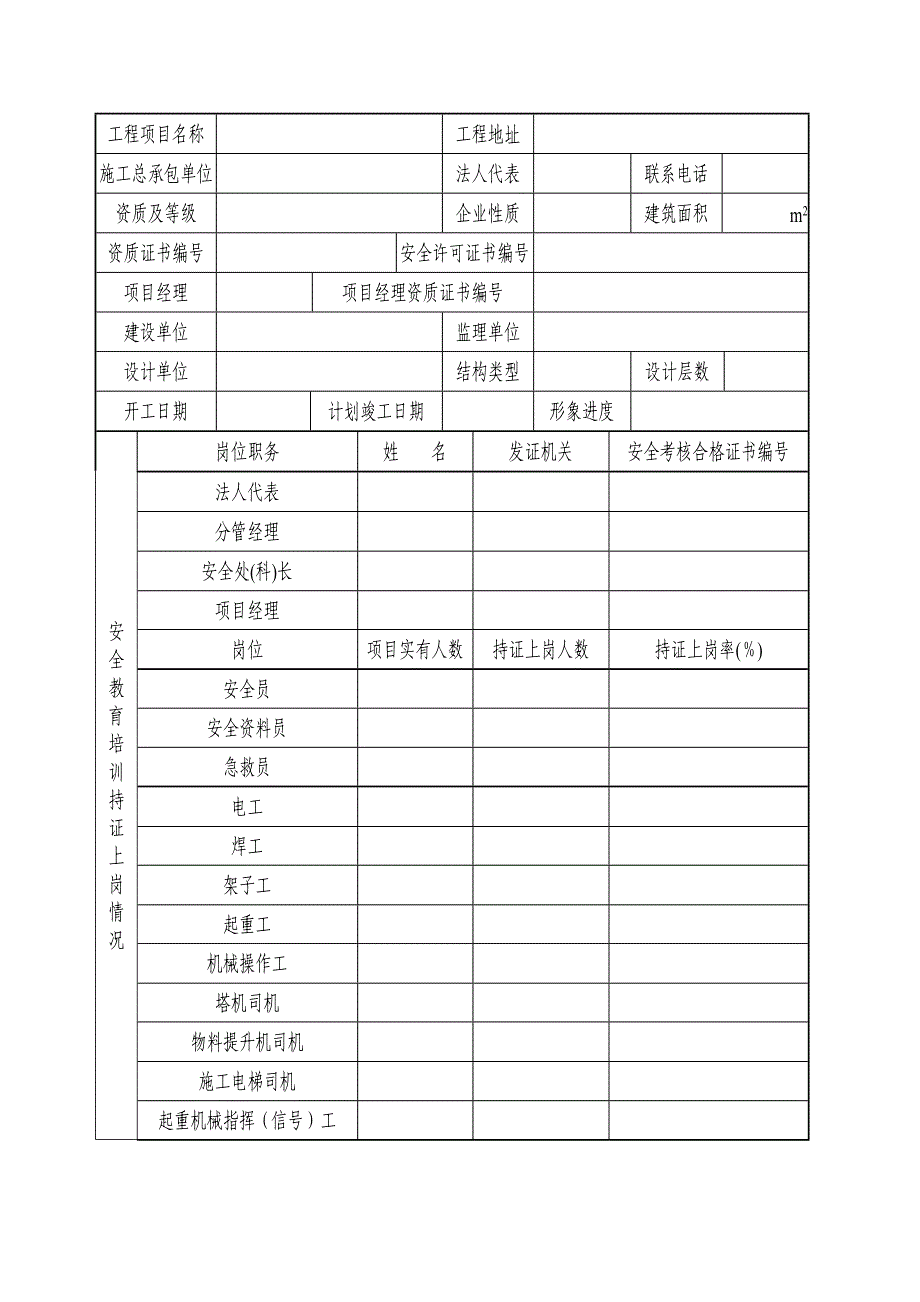 山东省建筑施工安全文明优良、示范工地申报表_第2页