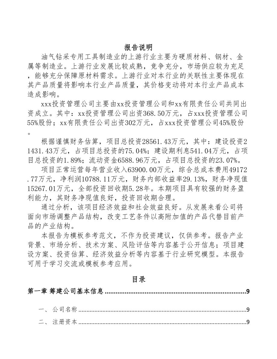 武汉关于成立井控设备公司可行性研究报告(DOC 83页)_第2页