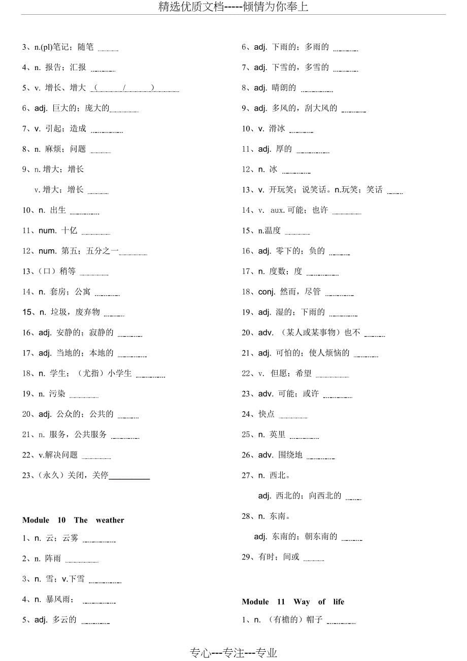 精修版外研版八年级英语上册单词默写表_第5页