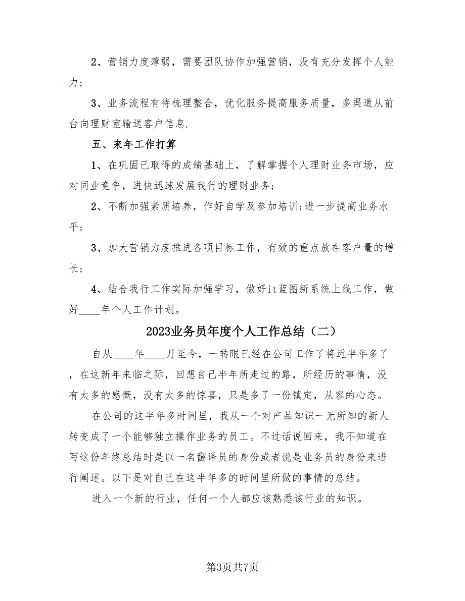 2023业务员年度个人工作总结（3篇）.doc_第3页