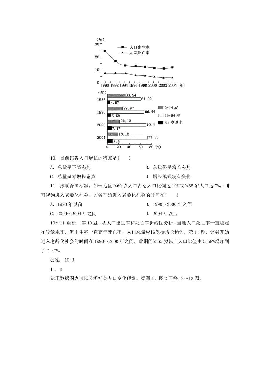 2013届高考地理一轮复习思维训练：5.1人口增长模式与人口合理容量 湘教版(必修2).doc_第5页