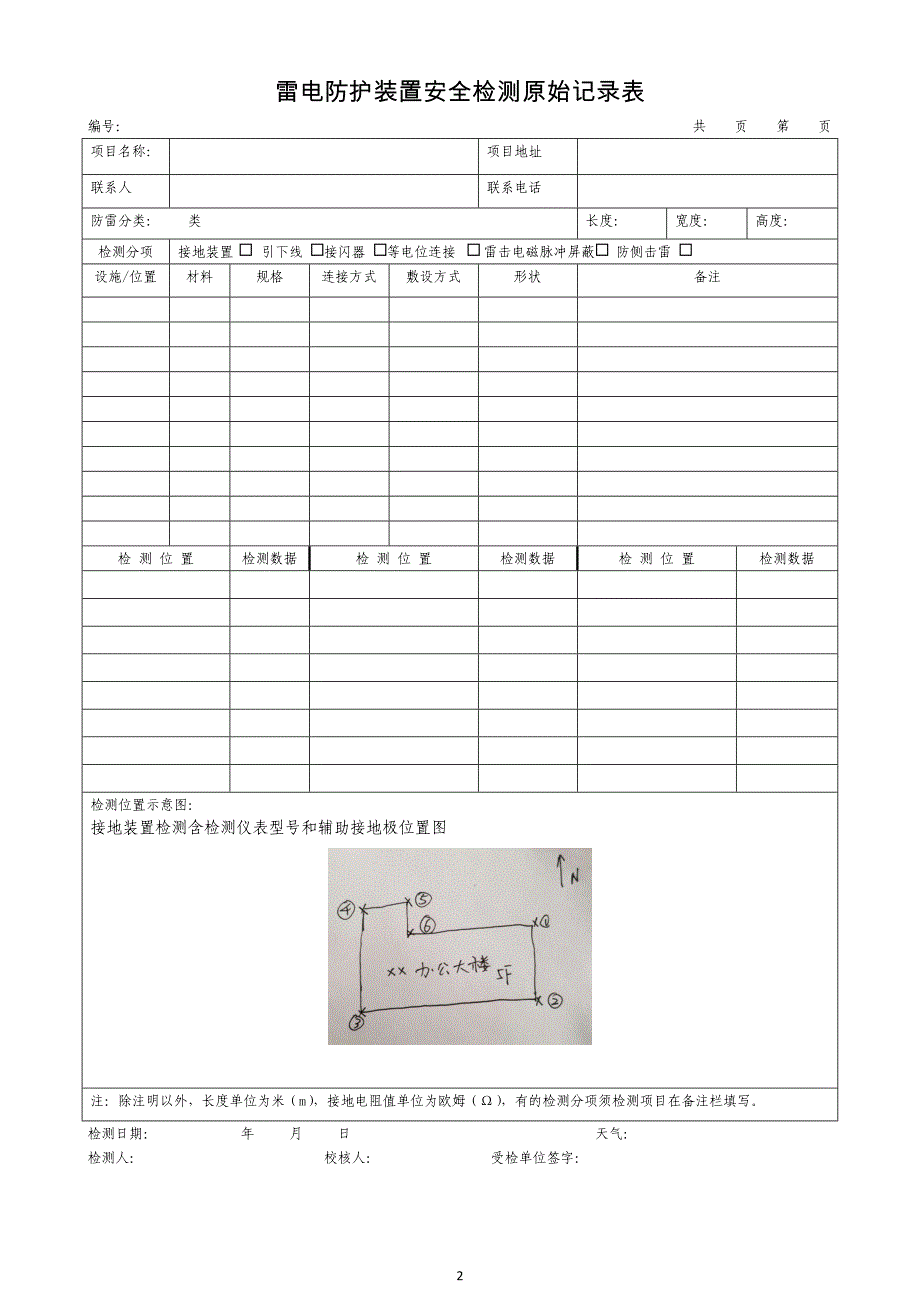 雷电防护装置检测原始记录表_第2页