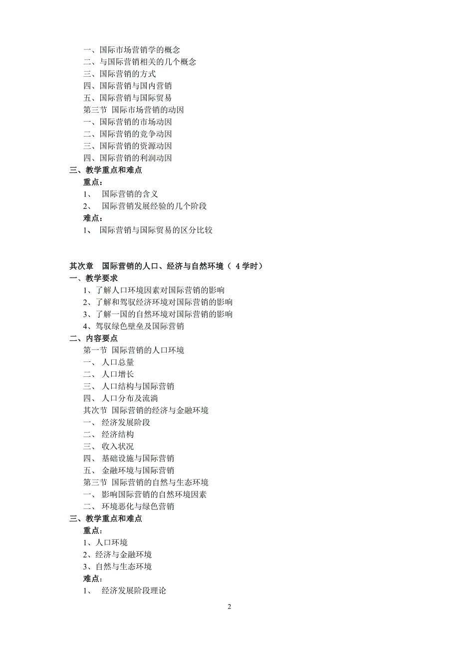 国际场营销课程教学大纲_第2页