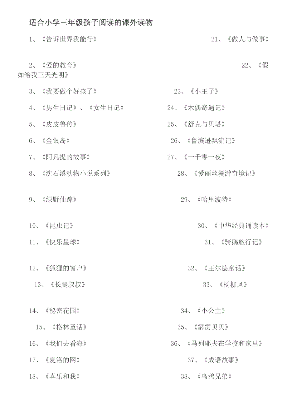 小学三年级推荐阅读书目_第1页