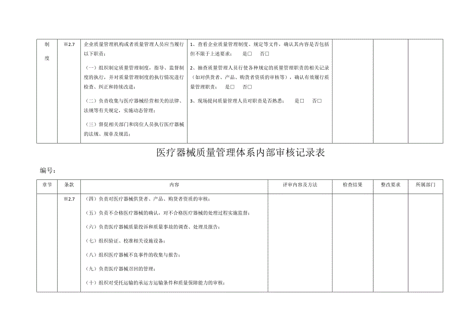 医疗器械质量体系内部审核表.docx_第2页