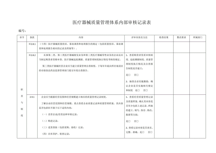 医疗器械质量体系内部审核表.docx_第4页