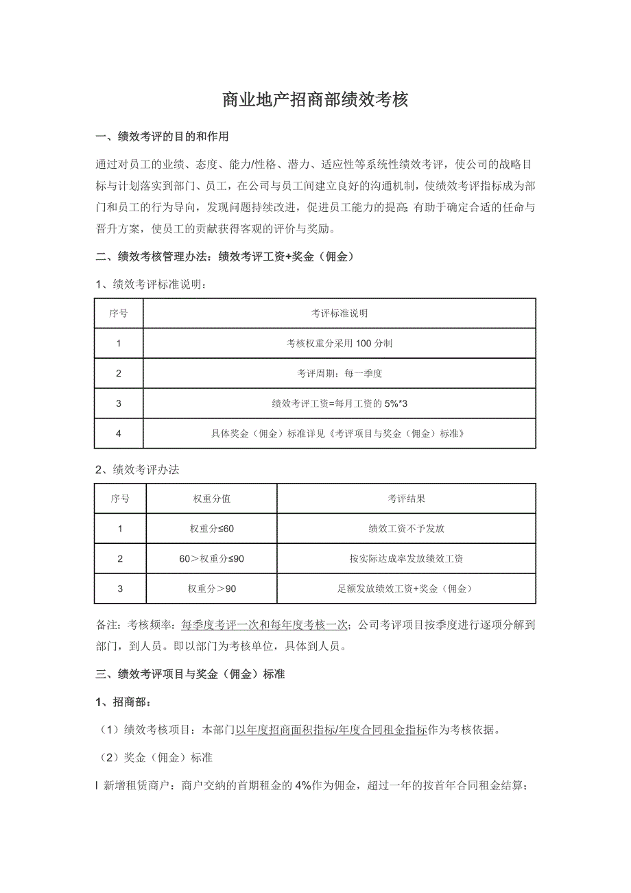 商业地产招商部的绩效考评_第1页