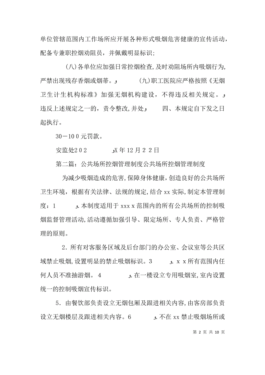 关于公共场所控烟监督检查管理规定_第2页