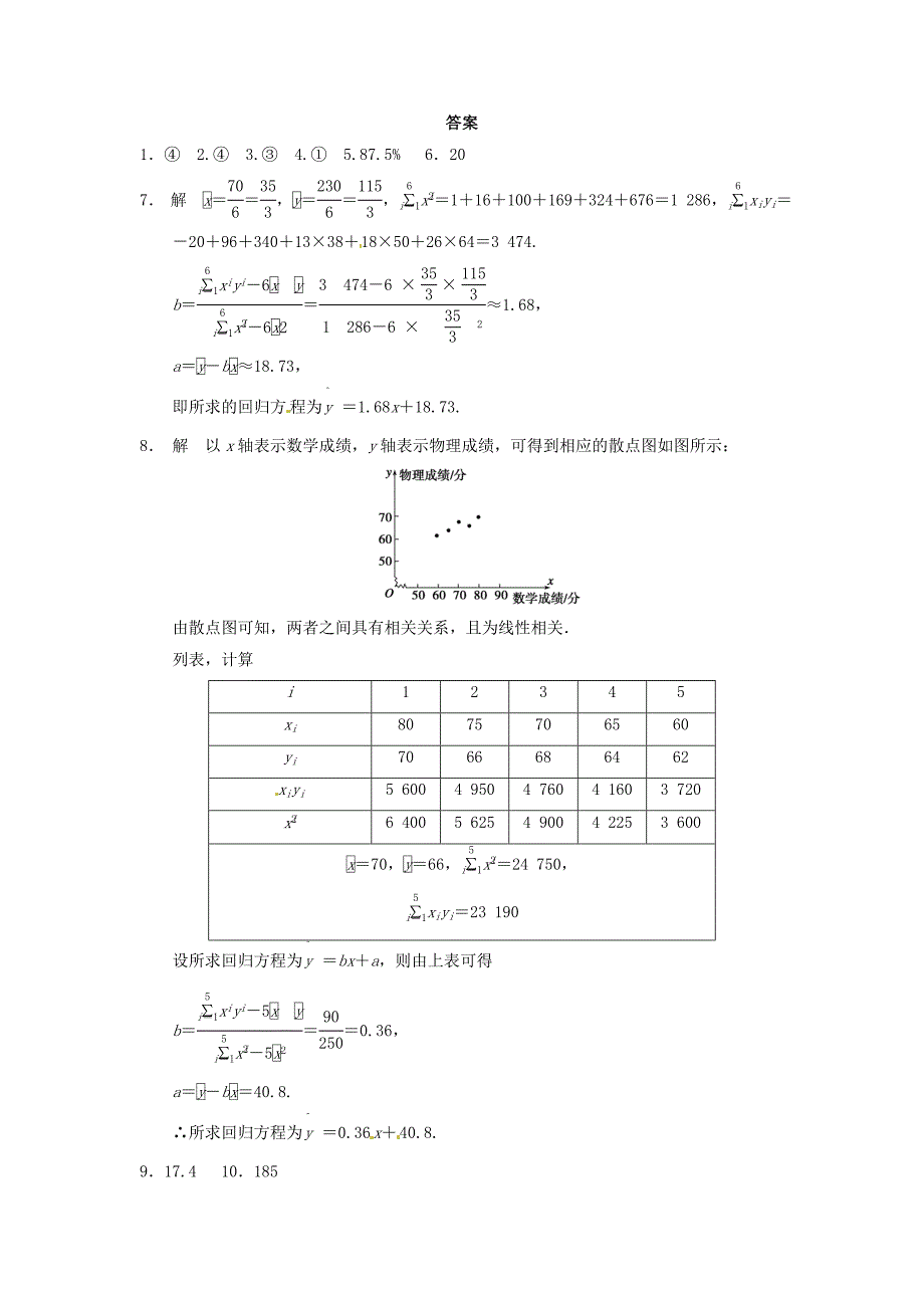 高中数学 2.4《线性回归方程》同步检测（1） 苏教版必修_第3页