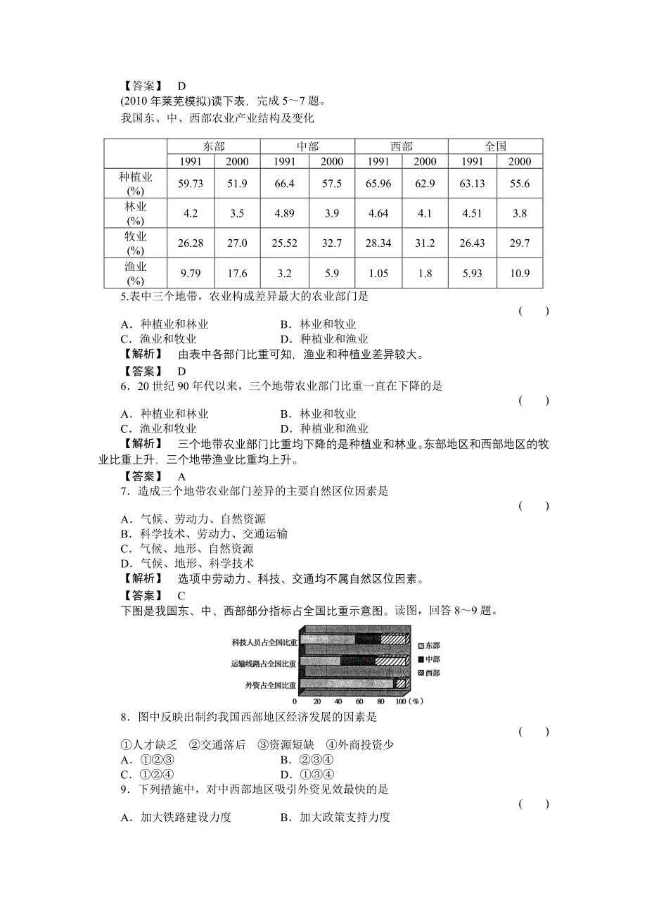 2011高考地理一轮复习 区域地理 第3部分1-1练习 新人教版_第2页