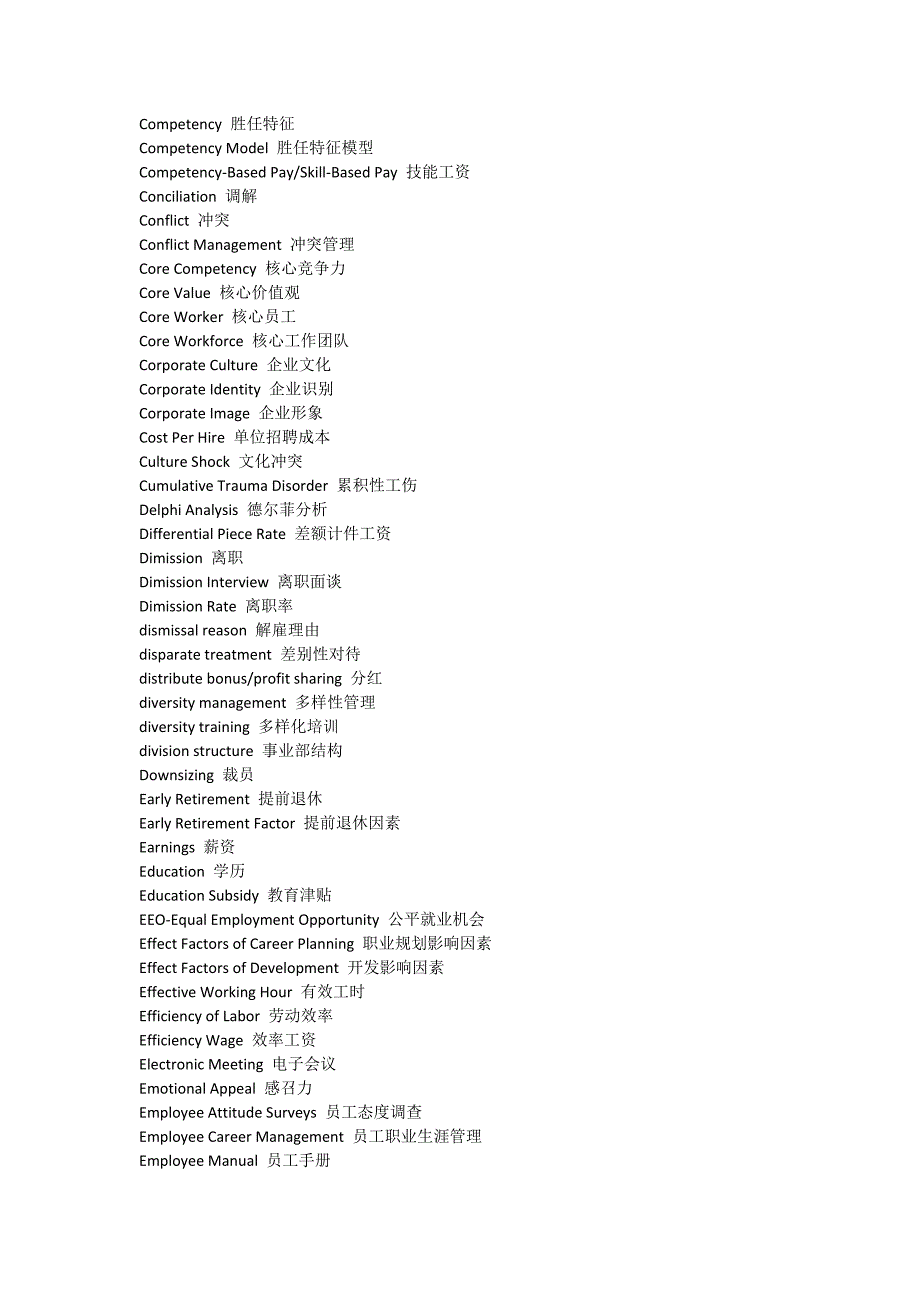 人力资源常用英语单词表_第3页