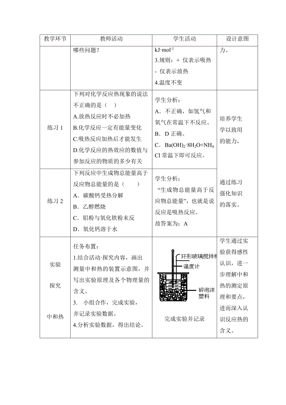 【最新】鲁科版高中化学选修四1.1化学反应的热效应第一课时教案_第4页