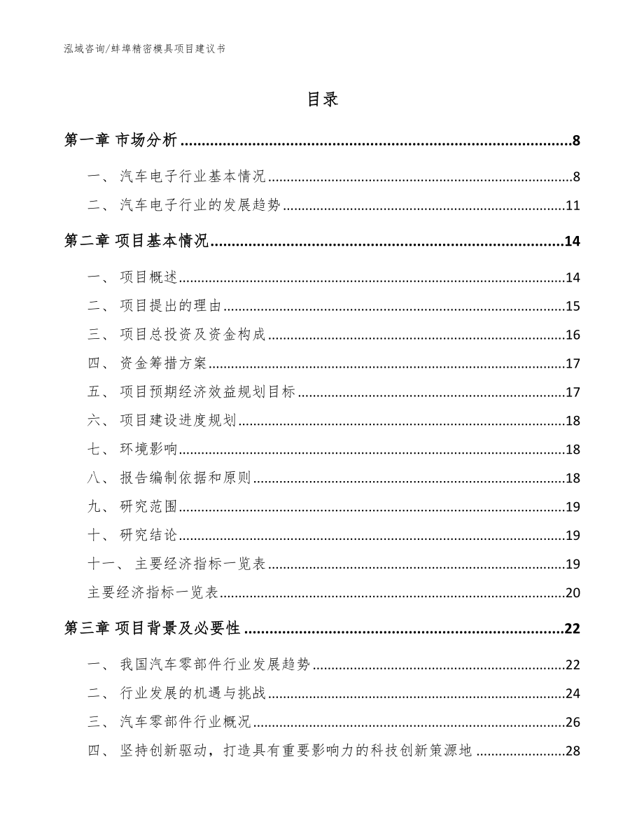 蚌埠精密模具项目建议书【参考范文】_第1页