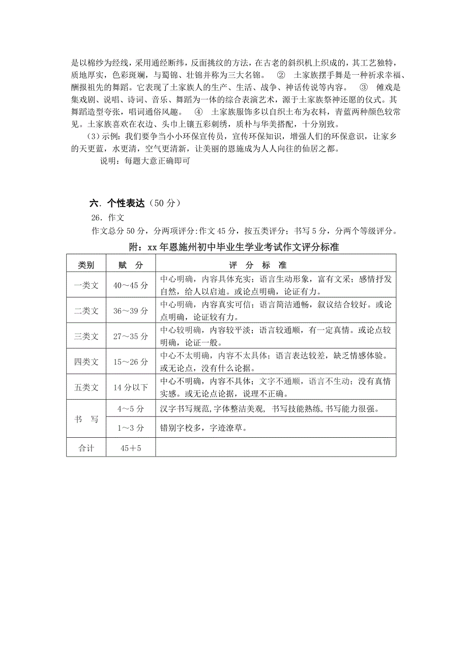 中考语文模拟试题参考答案及评分说明_第3页