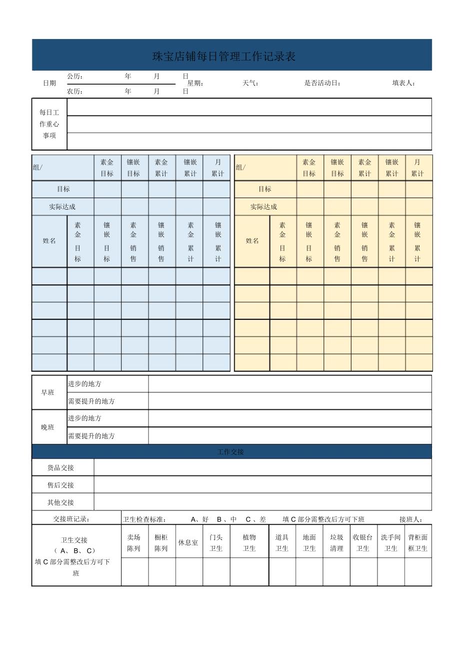 店铺每日管理工作记录表_第1页