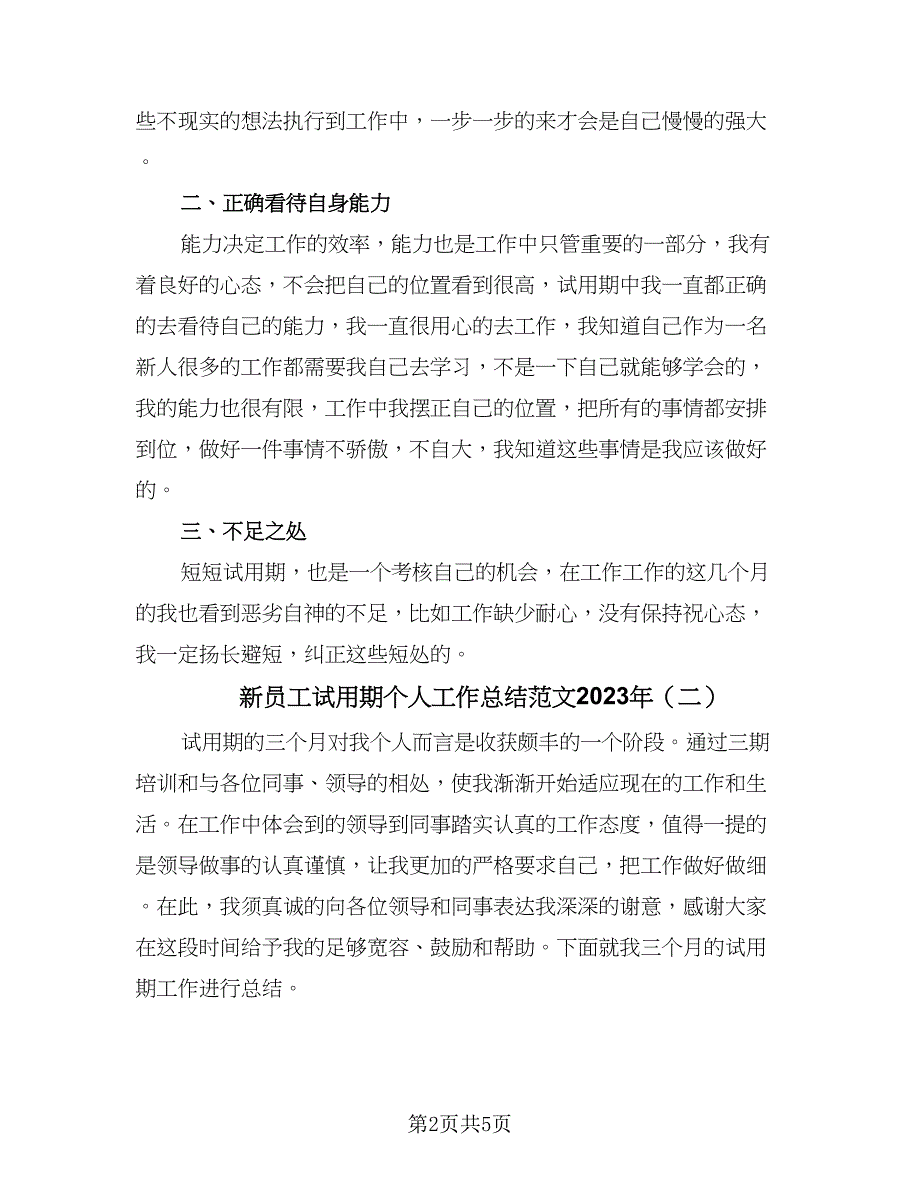 新员工试用期个人工作总结范文2023年（三篇）.doc_第2页