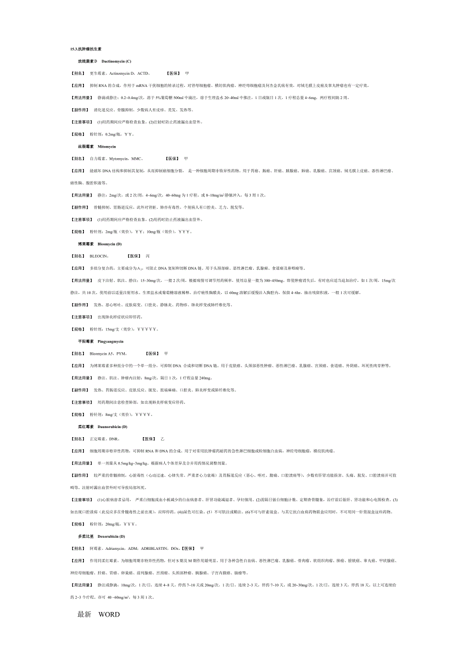 常用抗肿瘤药物大全_第4页