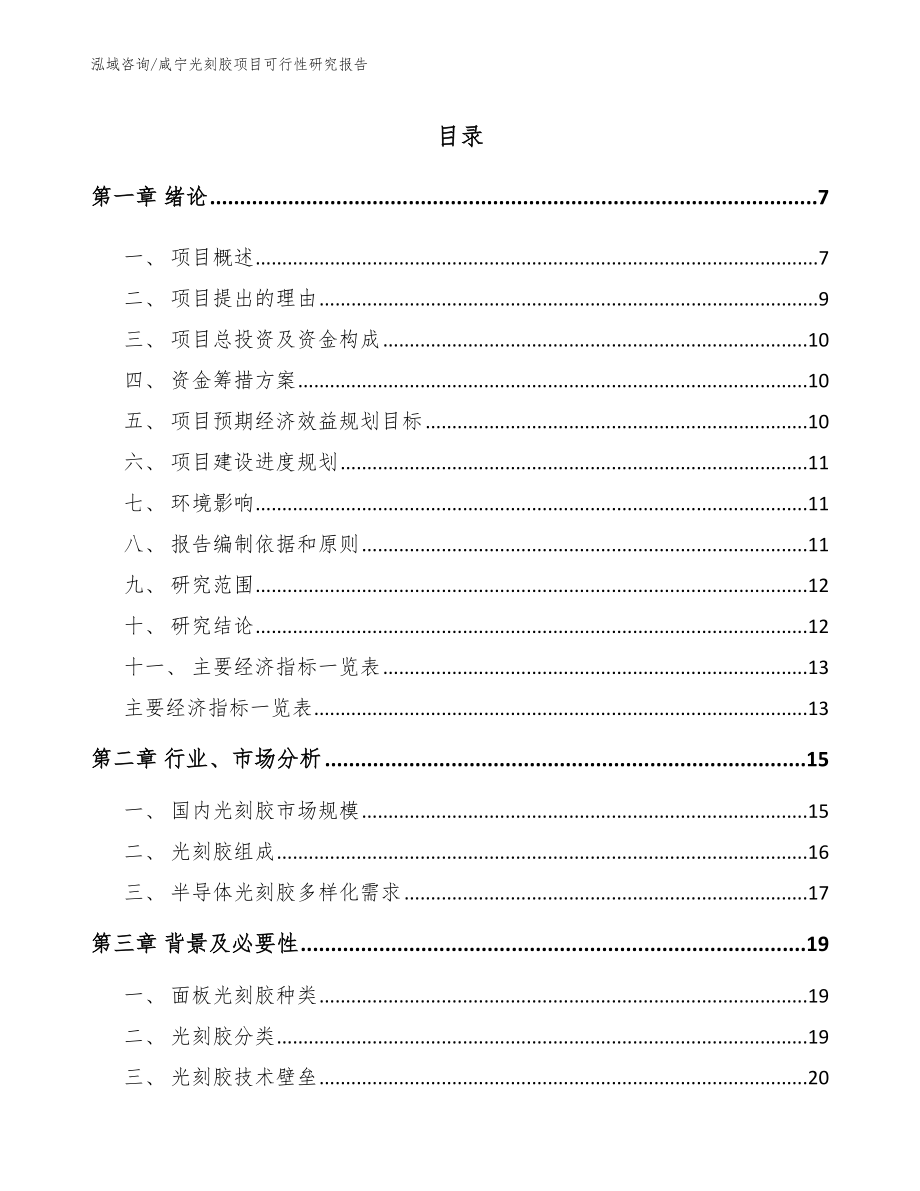 咸宁光刻胶项目可行性研究报告模板范本_第1页