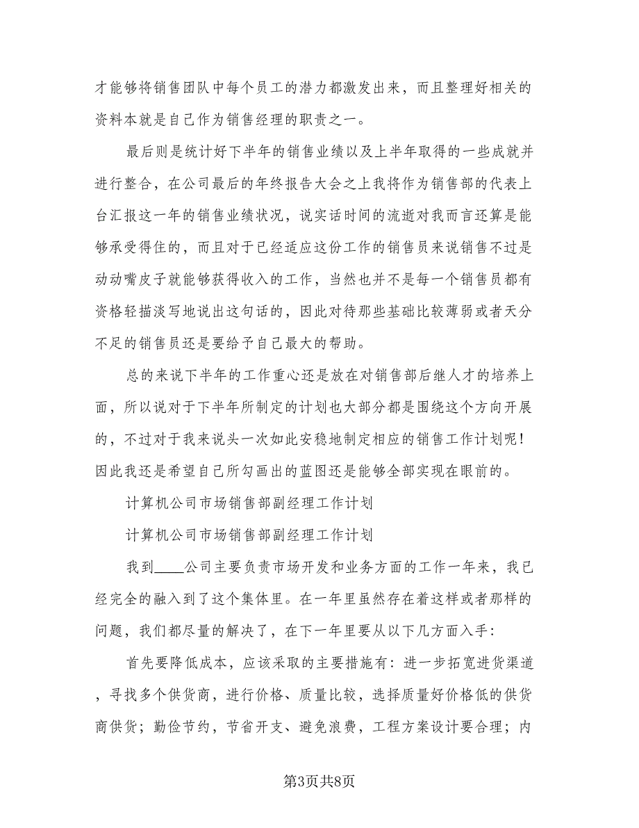 销售部计划销售经理工作计划标准模板（2篇）.doc_第3页