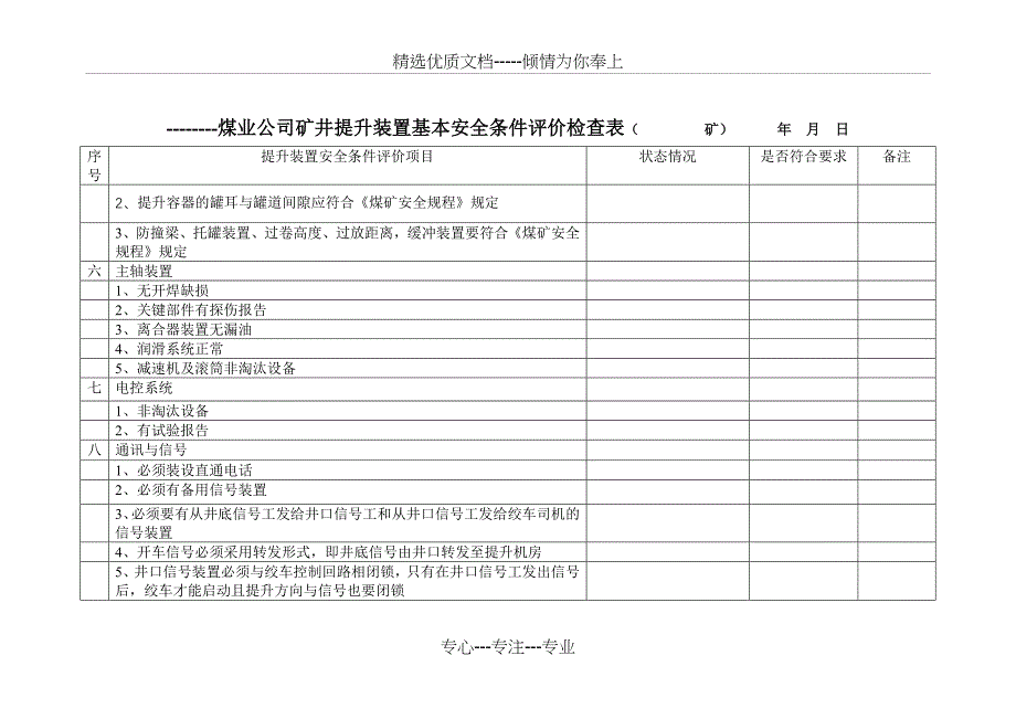 煤业公司矿井机电基本安全条件评价检查表_第4页