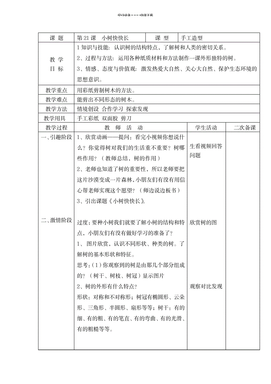 2023年《小树快快长》精品教案1_第1页